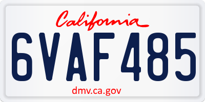 CA license plate 6VAF485