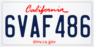 CA license plate 6VAF486