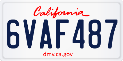 CA license plate 6VAF487