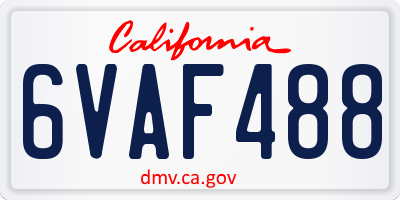CA license plate 6VAF488