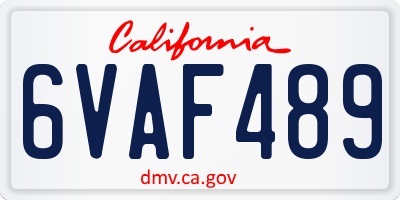 CA license plate 6VAF489