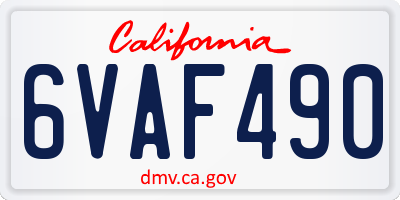 CA license plate 6VAF490