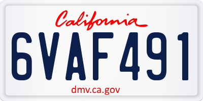 CA license plate 6VAF491