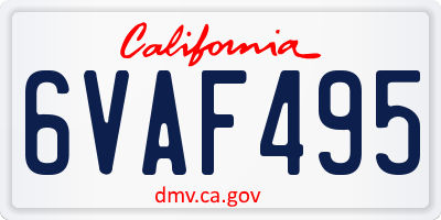 CA license plate 6VAF495