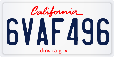 CA license plate 6VAF496