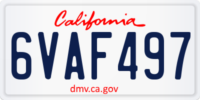 CA license plate 6VAF497