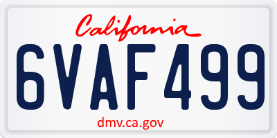 CA license plate 6VAF499