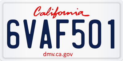 CA license plate 6VAF501