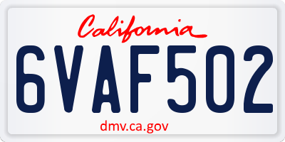 CA license plate 6VAF502