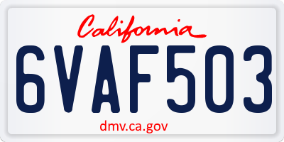 CA license plate 6VAF503