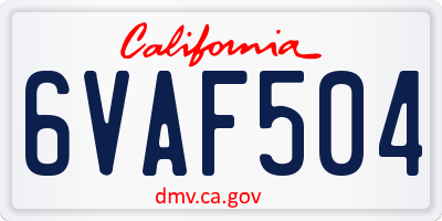 CA license plate 6VAF504