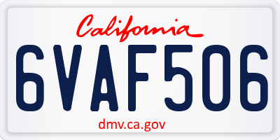 CA license plate 6VAF506