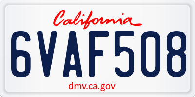 CA license plate 6VAF508