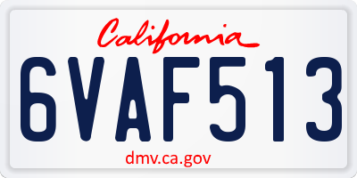 CA license plate 6VAF513