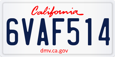 CA license plate 6VAF514