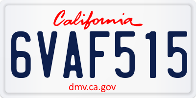 CA license plate 6VAF515