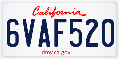 CA license plate 6VAF520