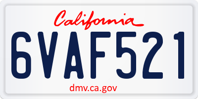 CA license plate 6VAF521