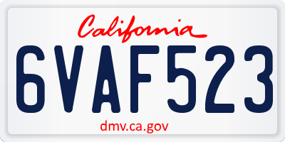 CA license plate 6VAF523