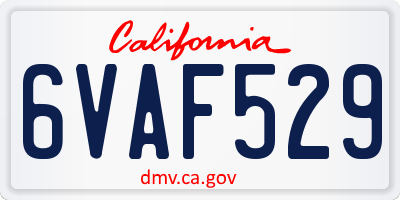 CA license plate 6VAF529