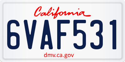 CA license plate 6VAF531