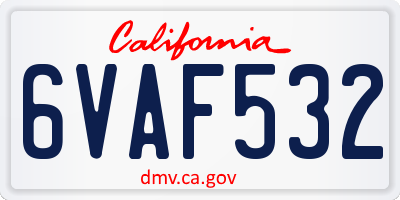CA license plate 6VAF532