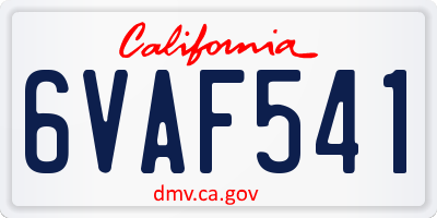 CA license plate 6VAF541