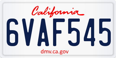 CA license plate 6VAF545