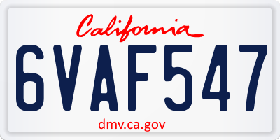 CA license plate 6VAF547