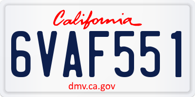 CA license plate 6VAF551