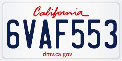 CA license plate 6VAF553
