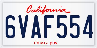 CA license plate 6VAF554