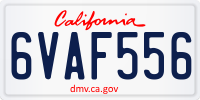 CA license plate 6VAF556