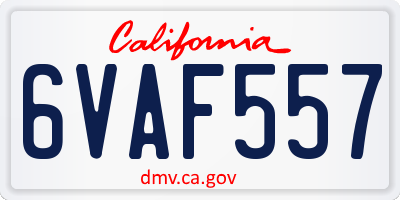 CA license plate 6VAF557