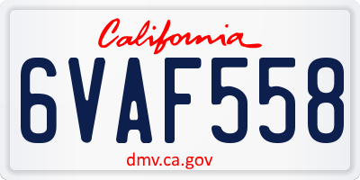 CA license plate 6VAF558