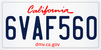 CA license plate 6VAF560
