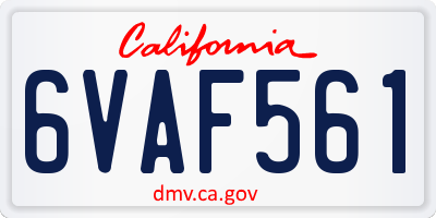 CA license plate 6VAF561