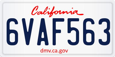 CA license plate 6VAF563