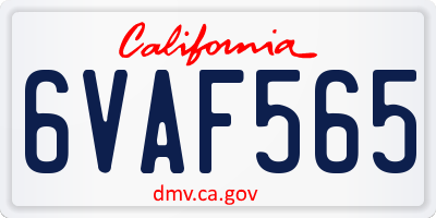 CA license plate 6VAF565