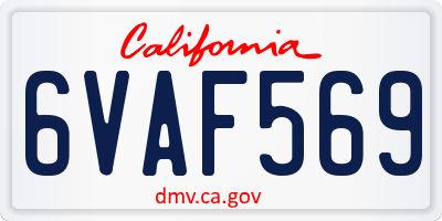 CA license plate 6VAF569