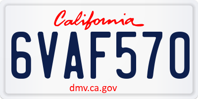 CA license plate 6VAF570