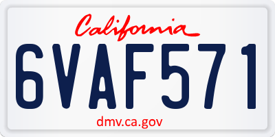 CA license plate 6VAF571