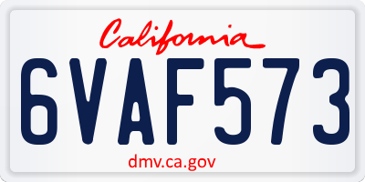 CA license plate 6VAF573