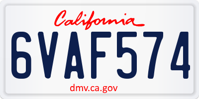 CA license plate 6VAF574