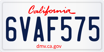 CA license plate 6VAF575