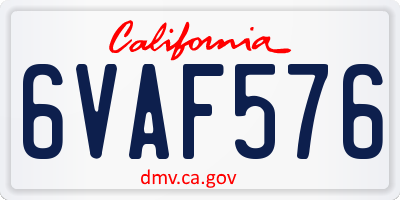 CA license plate 6VAF576