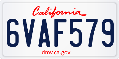 CA license plate 6VAF579