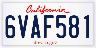 CA license plate 6VAF581
