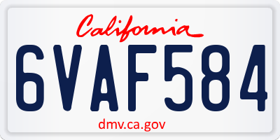 CA license plate 6VAF584