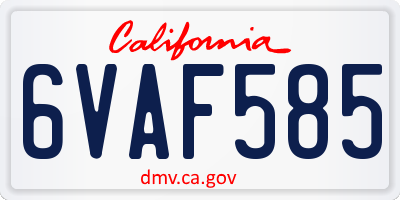 CA license plate 6VAF585